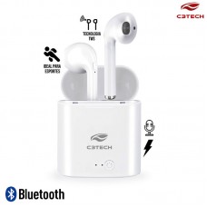 Fone de Ouvido Bluetooth 5.0 Intra Auricular TWS Base Carregadora com Microfone EP-TWS-20WH C3 Tech - Branco